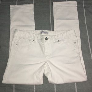 Express White Cropped Skinny Low Rise Jeans